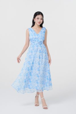 ĐẦM MAXI HOA XANH D00902